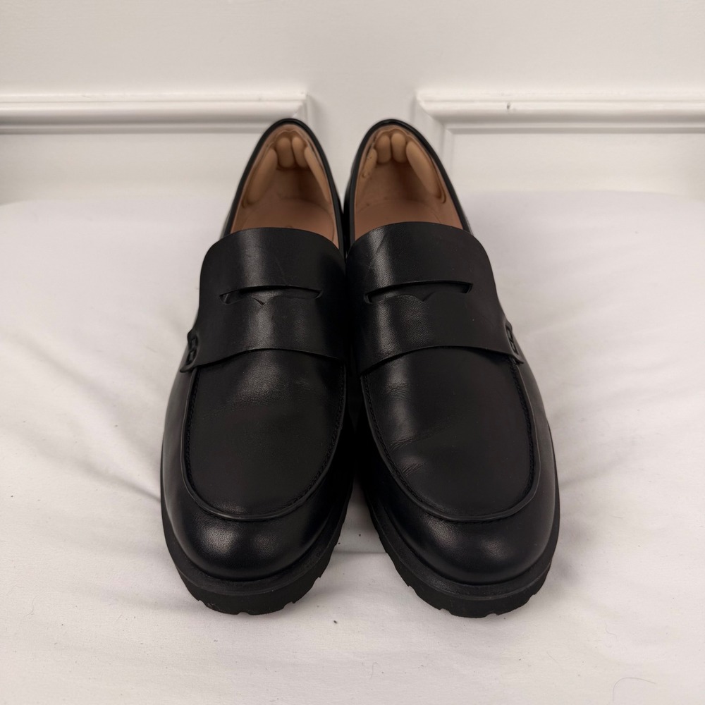 Cole Haan Grand 360 Womens Black Leather Lug Sole Penny Loafers W32755 Size 11B